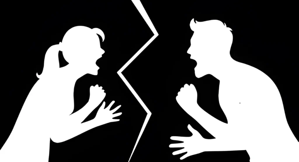 Bildliche Darstellung einer konfliktreichen Interaktion toxische Eltern